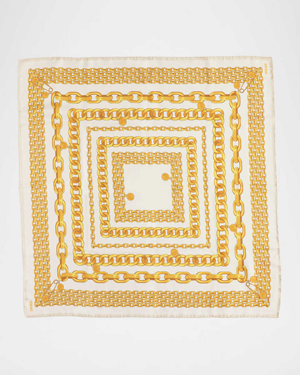 Square Chain-Print Silk Twill Scarf